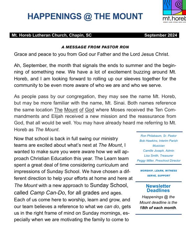 Cover of September 2024 Newsletter