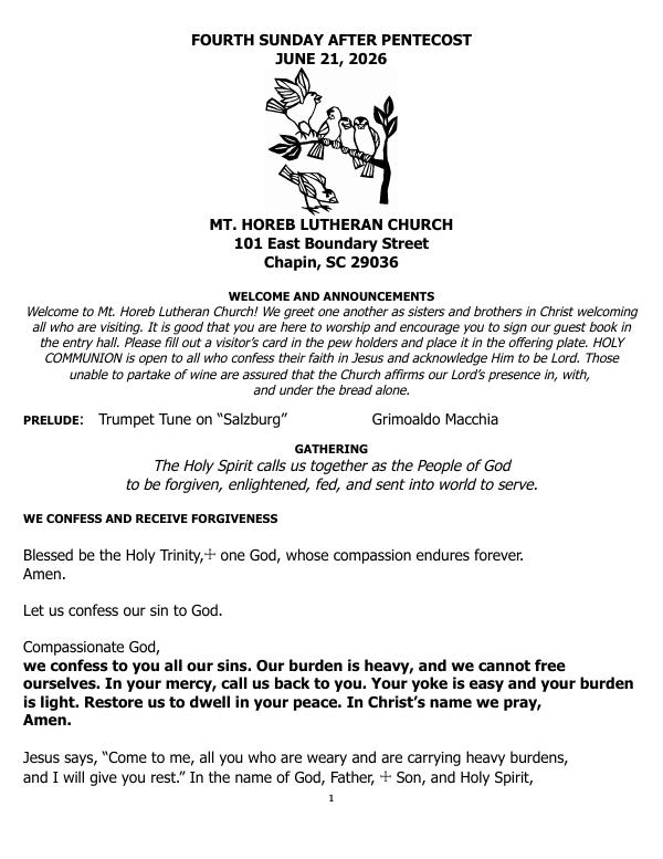 Cover of Bulletin for Sunday June 21st