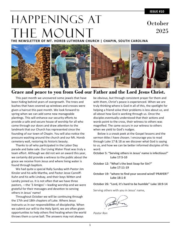 Cover of October 2025 Newsletter
