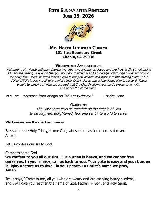 Cover of Bulletin for Sunday June 28