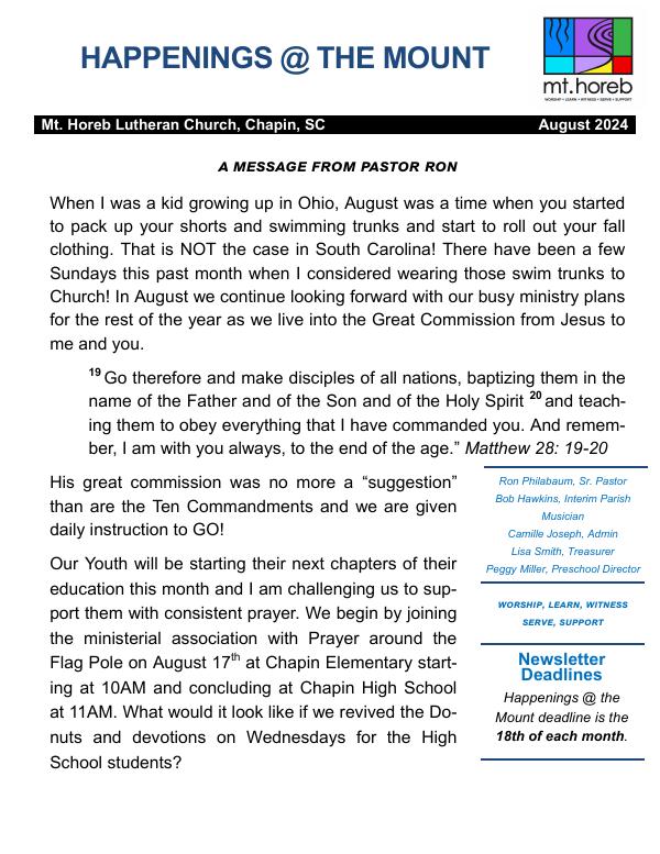 Cover of August 2024 Newsletter